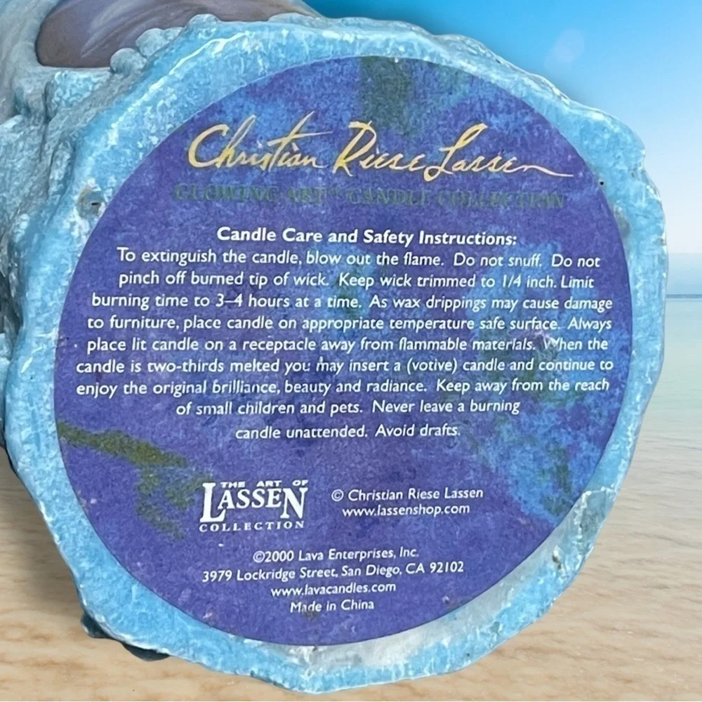 Christian Riese Lassen vintage Glow Dolphins   Candle Turq /Aqua Blue Yr 2000
